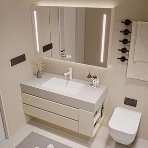 Mueble <span class=keywords><strong>de</strong></span> <span class=keywords><strong>Baño</strong></span> Flotante <span class=keywords><strong>de</strong></span> Estilo Contemporáneo con Almacenamiento Lateral, Lavabo <span class=keywords><strong>de</strong></span> <span class=keywords><strong>Vidrio</strong></span> sin Gabinete <span class=keywords><strong>para</strong></span> <span class=keywords><strong>Baño</strong></span> - Product Image 5