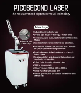 Picolaser टैटू हटाने मशीन picosecond एन डी yag लेजर टैटू हटाने मशीन