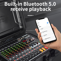 Console de mixage portable TNH MC08S dans un flight case, 8 canaux, amplificateur intégré, 99 effets numériques DSP