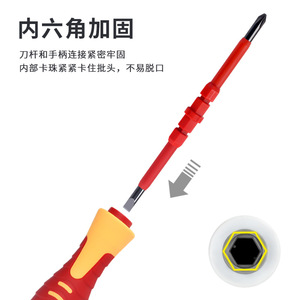 Insulated Magnetic <b>Screwdriver</b> Dual Head Flat Cross Industrial Grade Anti-Slip Handle Textured PP Handle - Product Image 3