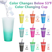 Gobelet magique réutilisable en plastique à changement de couleur selon la température avec couvercle – Offre spéciale