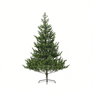Sapin de Noël artificiel DB de 1,80 m (6 pieds) avec aiguilles de pin, base métallique, pré-éclairé, décoration intérieure pour les fêtes, lumières LED blanc chaud - Product Image 1