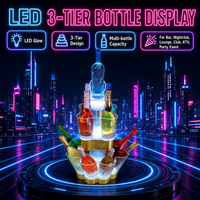Seau à glace lumineux LED en plastique à 3 niveaux, empilable et librement combinable, pour service de bouteilles VIP en club de luxe