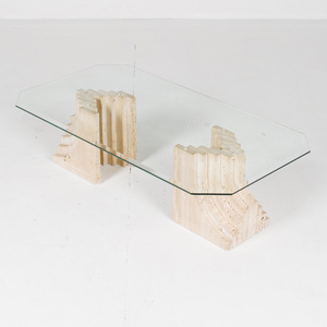 La Mã Travertine Marble Sáng Tạo Bảng Cơ Sở Tùy Chỉnh Hiện Đại Side Center <span class=keywords><strong>End</strong></span> Cafe Vòng Vuông Rõ Ràng <span class=keywords><strong>Glass</strong></span> Bàn Cà Phê - Product Image 5
