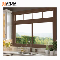 Ventanas de PVC con Marco de Madera de Color, Diseño de Mosquitera de Plástico, Ventanas Corredizas de Vidrio Personalizadas