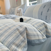 Ensemble de couette en coton jacquard teint en fil de qualité supérieure 40S, ensemble de literie à rayures gaufrées certifié Oeko-Tex, disponible en tailles SB QB KB SKB