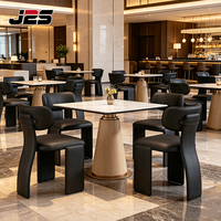 J2S Luxe Restaurant Tafel- en Stoelenset, gestoffeerde booth zitplaatsen, houten commerciële meubels voor horecaprojecten