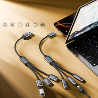 Cable DE DATOS USB de carga rápida multifunción 3 en 1 trenzado tipo C para teléfonos móviles y bancos de energía