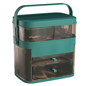 Cosmetic Storage Box With <b>Mirror</b> Dustproof Large Capacity For Dressing Table Vanity Skincare Products - Product Image 2