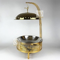 Plat à réchaud suspendu en acier inoxydable plaqué or 8L avec texture diamantée, chauffe-plats pour mariages, hôtels, buffets et banquets