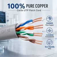 Kabel Patch Ethernet Cat5e UTP CCA Harga Terbaik, RJ45 Tanpa Pelindung, Kabel LAN Jaringan Bersertifikasi CE/FCC, Panjang Dapat Disesuaikan untuk Sekolah