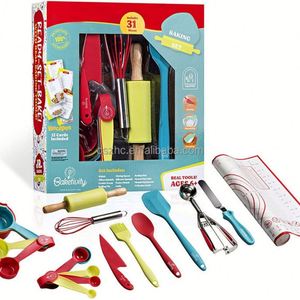 Trẻ Em Hoàn Chỉnh Silicone Baking Kit Với Đầu Bếp Tạp Dề Hat <span class=keywords><strong>Cupcake</strong></span> Cán Pin & Cookie Cắt-Sinh Thái Thân Thiện Nấu Ăn Thiết Lập - Product Image 1