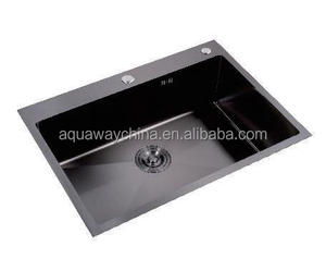 Évier de cuisine intégré rectangulaire noir nano à cuve unique, avec égouttoir inclus, en acier inoxydable, design moderne - Product Image 2