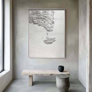 Arte Mural Abstracto Moderno Personalizado al por Mayor, Arte de Pared de Lona Estilo Wabi Sabi para Hotel, Pintura Decorativa Minimalista Acrílica con Textura 3D Hecha a Mano - Product Image 1