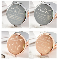 Portable Double-Sided Compact Makeup Mirror Simple Metal Circular Folding Design with Logo Polished Small Hand Cosmetic Mirror