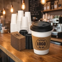 Gobelets à café en papier à double paroi écologiques avec logo personnalisé, avec couvercles, gobelets jetables biodégradables à emporter, ISO9001 FSSC BRCGS