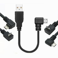 0,25 m 0,5 M 1M PVC trenzado Micro-USB 2,0 L Cable de carga de datos para computadora ángulo recto 90 grados macho Micro USB macho conectores