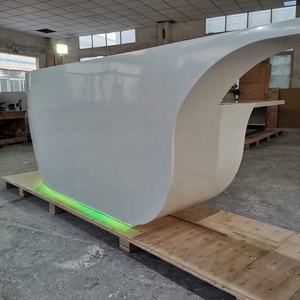 एल आकार कार्यालय रिसेप्शन डेस्क बिक्री के लिए आधुनिक डिजाइन कार्यालय के लिए कस्टम मेड Corian सफेद रिसेप्शन डेस्क प्रकाश का नेतृत्व किया - Product Image 4