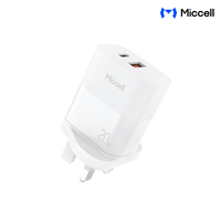 Chargeur rapide USB-C Miccell OEM 20W PD, adaptateur secteur super rapide pour iPhone, Xiaomi, prise UK