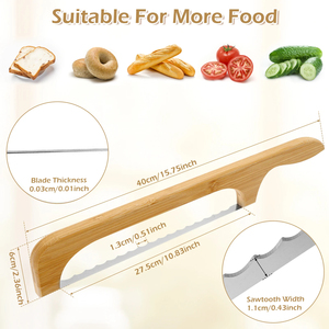 Cuchillo cortador de pan con mango de madera de 15.3 pulgadas al por mayor para pan casero y masa madre en la cocina - Product Image 2