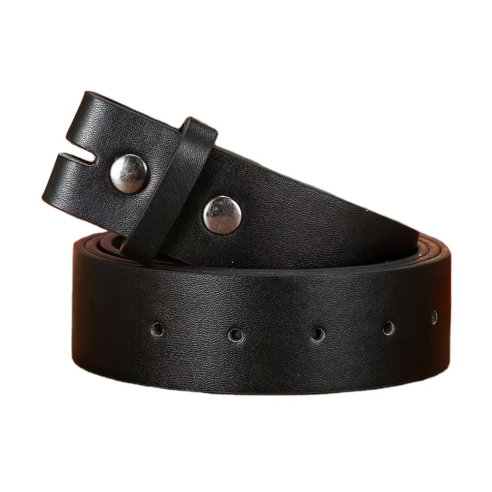 Wholesale Custom Men's Genuine Cowhide Pu Leather Belts Snap On Strap Without Buckle Top Quality In Stock Free sample