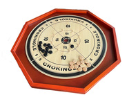 Ensemble de jeu de société Crokinole en bois 4 en 1 pour deux joueurs | 24 disques noirs et blancs et plateau de jeu