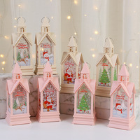 Lanterne LED de Noël vintage style église avec imprimés festifs pour décoration rustique – Lampe de nuit en forme de grand clocher