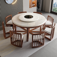 Nouvelle table et chaises de salle à manger en bois massif de style chinois pour la maison, appartement de petite taille, table de salle à manger en plaque de roche