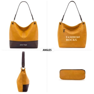 Sacs fourre-tout en cuir PU pour femmes, design de créateur, vente en gros, personnalisables, à deux poignées, avec fermoir, doublure et rivets décoratifs - Product Image 2