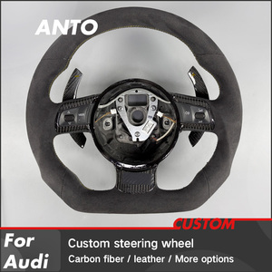 Volant chauffant en daim <span class=keywords><strong>noir</strong></span> véritable personnalisé de style sport pour Audi TT RS A4 A5 A6 A7 A8 S3 S5 S6 S7 RS3 RS4 RS5 RS6 <span class=keywords><strong>RS7</strong></span> B8 B9 - Product Image 2