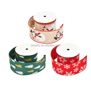 Hatty 63mm 10-Yard Glitter Linen <b>Burlap</b> Plaid Wired <b>Ribbon</b> Christmas Tree Wreath DIY Decorations Gift Promotional Party Supplies - Product Image 2