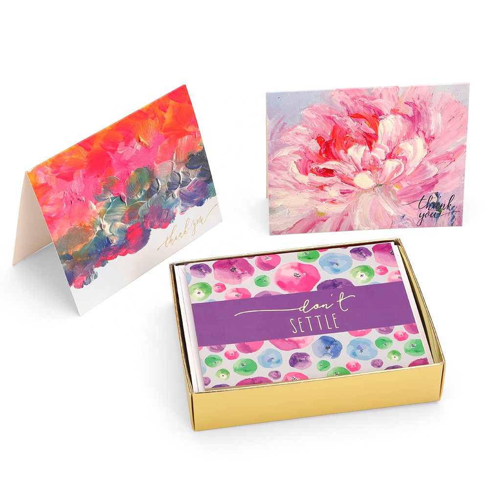 Новый продукт, роскошные открытки для заметок с цветочным принтом из золотой фольги