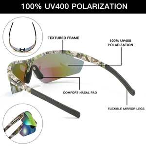 Lunettes de sport polarisées coupe-vent avec logo personnalisé, verres UV400, lentille monobloc, lunettes de soleil de cyclisme unisexes - Product Image 3