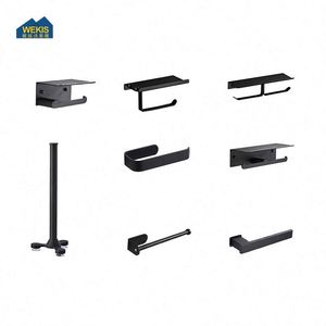 Portarrollos de Papel Higiénico y Toallas de Acero Inoxidable Negro, Moderno, de Pared, para Baño y Cocina, con Repisa para Teléfono Móvil - Product Image 6