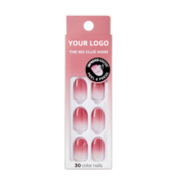 Uñas postizas de gel suave ovaladas cortas de TPEE TPU de marca privada, color rosa, con sistema adhesivo mejorado, a prueba de chips, de presión.