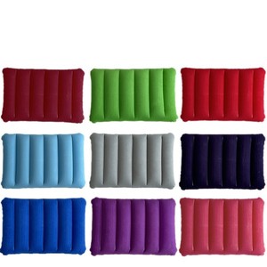 Oreiller gonflable 47x30cm en PVC floqué, oreiller carré pour la sieste, les voyages, le bureau, les jeunes - Product Image 1