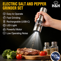 Ensemble moulin à sel et à poivre électrique automatique rechargeable en acier inoxydable de qualité alimentaire, boîte personnalisable pour mariage