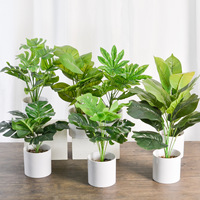 Fausses plantes, artificielle en Pot de verdure feuille plante en céramique blanche Pot feuille figue Calathea Mini Faux bonsaï plante fleurs