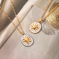 Kalung Liontin Bunga Matahari dari Baja Anti Karat untuk Wanita, Kalung Rantai Bambu Matahari Bergaya Sporty dan Serbaguna