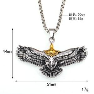 Collier Pendentif Aigle en Acier Inoxydable pour Homme, Or et Argent, Style Biker Gothique Tribal, Bijou Durable et Tendance, Étanche - Product Image 3
