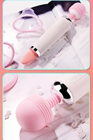 Medizinisches Silikon Wiederaufladbarer Großer Zauberstab-Vibrator mit Heizfunktion AV Vibrierender Massagestab mit Klitoris-Brust-Nippel-Sauger