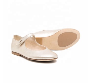 Zapatos planos sin cordones de diseño personalizado para niños, zapatos de piel dorada para niña, Mary Jane - Product Image 4