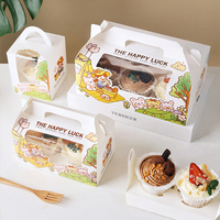 Boîtes d'emballage portables pour cupcakes, design mignon de dessin animé, contenants de boulangerie adaptés pour l'emballage de cadeaux de desserts de festival