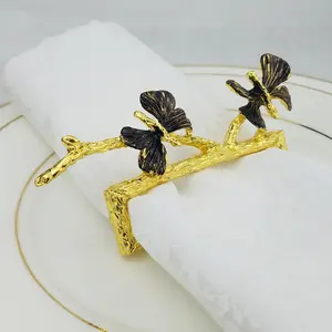 Nuovo oro unico metallo anello di tovagliolo, tronco di progettazione napkin holder anello