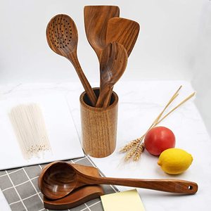 Ensemble d'<span class=keywords><strong>ustensiles</strong></span> <span class=keywords><strong>de</strong></span> <span class=keywords><strong>cuisine</strong></span> <span class=keywords><strong>en</strong></span> <span class=keywords><strong>bois</strong></span> <span class=keywords><strong>de</strong></span> teck naturel, fait à la main, Durable et lisse, 100% pièces - Product Image 6