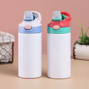 12oz 20oz Skinny Straight Sublimation Blank Kids Water Bottle Kid Bottle Aço Inoxidável Sippy Cup Com Flip Lid