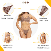 Dernière Collection : Ensemble Lingerie Femme Sexy Imprimé Léopard – Soutien-Gorge et String Sans Coutures Effet Invisible avec Ceinture Élastique en V