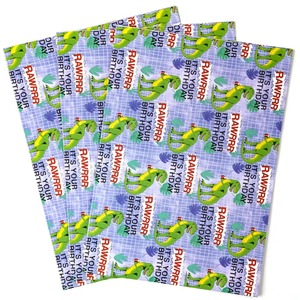 Custom Eco-Friendly Dinosaur Birthday Gift <b>Wrap</b> <b>Paper</b> <b>Roll</b> Double-Sided Recyclable Art <b>Paper</b> 100GSM Coated Digital Printing - Product Image 3