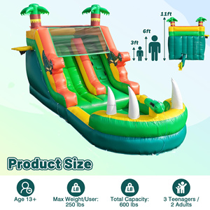 Tobogán Acuático Inflable de PVC de Grado Comercial, Tobogán Inflable de Doble Carril para Jardín con Piscina Sellada, Ideal para Alquiler en Eventos - Product Image 6