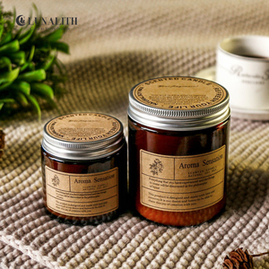 <span class=keywords><strong>Velas</strong></span> Aromáticas de Lujo de <span class=keywords><strong>Cera</strong></span> de Soya en Frasco de Vidrio Ámbar con Tapa |   Vela Aromática Personalizada <span class=keywords><strong>para</strong></span> el Hogar, Caja de Regalo con Etiqueta Privada - Product Image 6